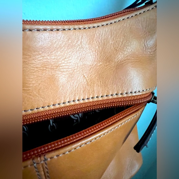 Tignanello | Orange Leather Crossbody Bag - Picture 10 of 11